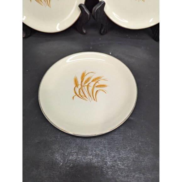 Vintage Golden Wheat Made in USA 22K Gold 6 Inch Dessert Side Plate Lot of 3 - Picture 4 of 6